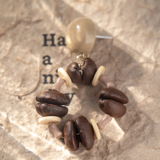 Sohvara Original Boho Chic Coffee Bean Hoop Drop Earrings image 1