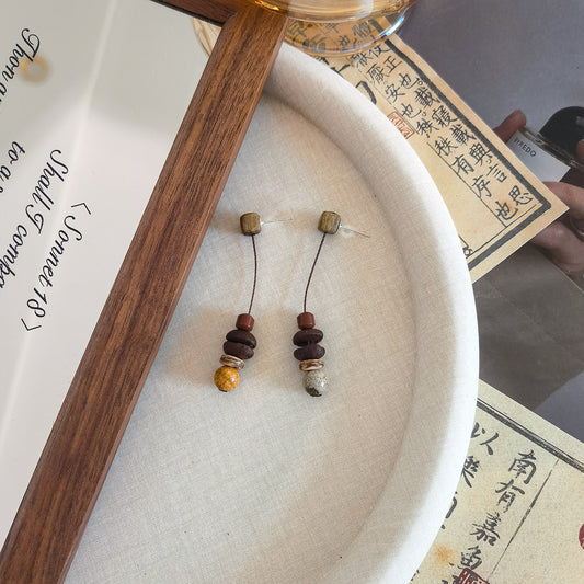 Sohvara Original Autumn Tones Stacked Beaded Drop Earrings image 0