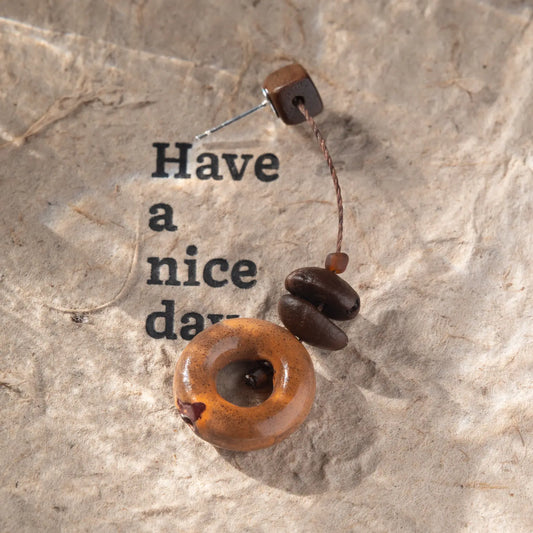 Sohvara Original Doughnut Coffee Bean Dainty Earthy Drop Earrings image 1