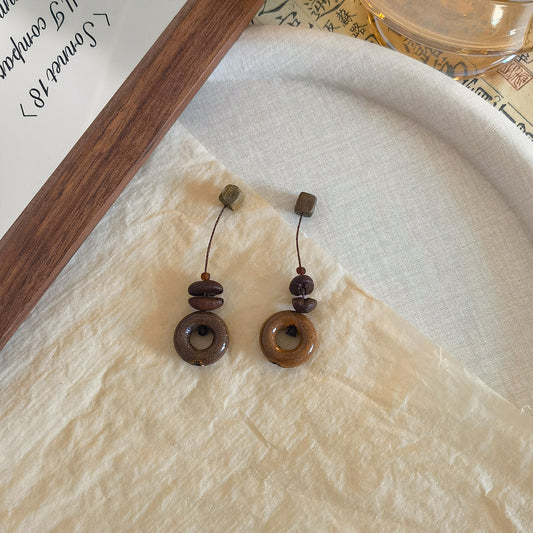 Sohvara Original Doughnut Coffee Bean Dainty Earthy Drop Earrings image 0