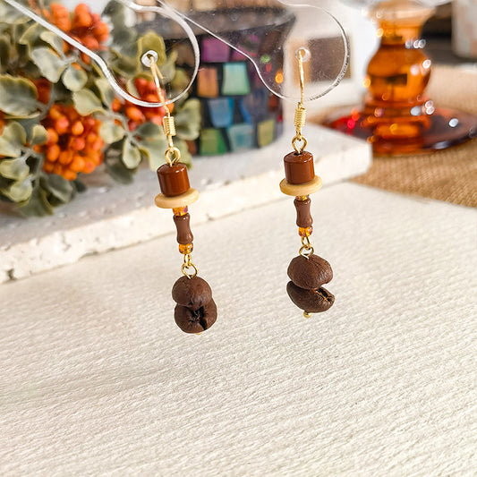 Sohvara Original Minimalist Real Coffee Bean Drop Earrings image 0