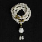 108-Count Lotus White Bodhi Seed Buddhist Mala Prayer Bead Bracelet