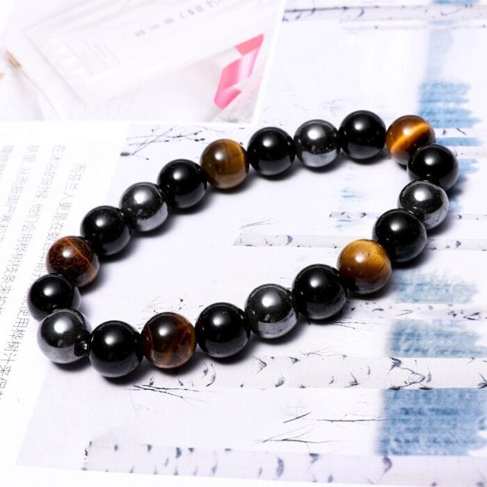 Triple Protection Bracelet - Tiger’s Eye, Obsidian, Hematite