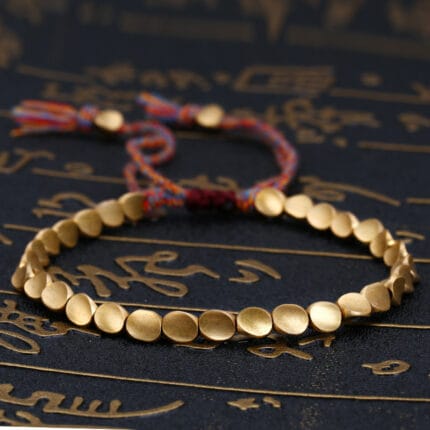 Tibetan Copper Bead Tassel Bracelet – Spiritual Protection & Blessing