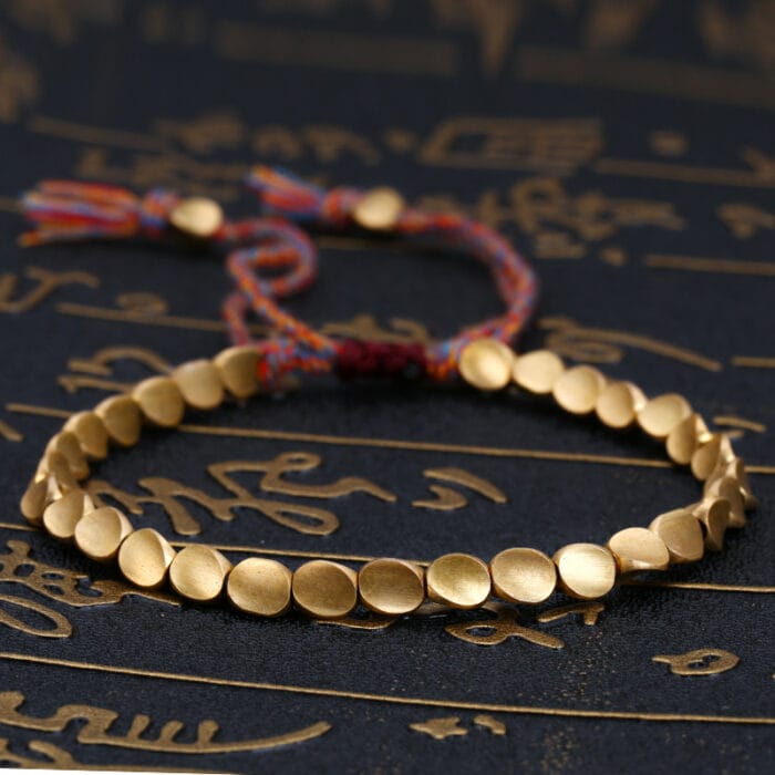 Tibetan Copper Bead Tassel Bracelet – Spiritual Protection & Blessing
