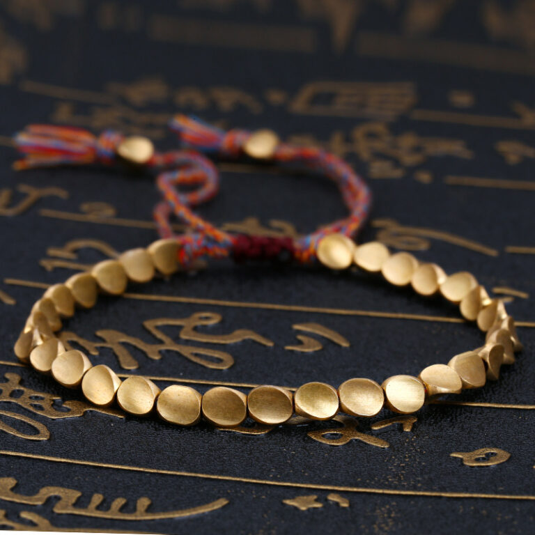 Tibetan Copper Bead Tassel Bracelet – Spiritual Protection & Blessing
