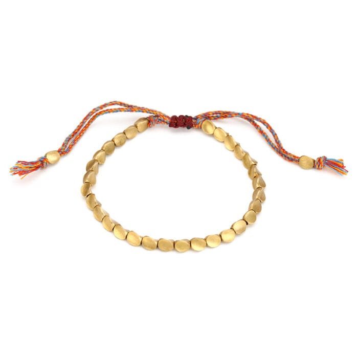 Tibetan Copper Bead Tassel Bracelet – Spiritual Protection & Blessing