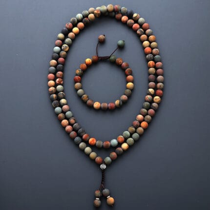 Tiger’s Eye & Turquoise 108 Mala Beads Necklace – Protection, Clarity & Healing