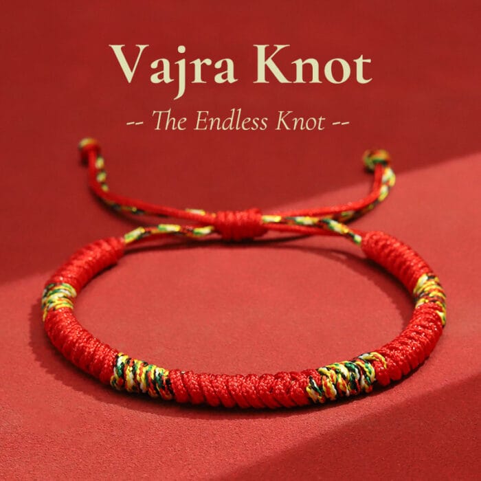 Tibetan Vajra Knot Bracelet – Handwoven Protection & Blessing Cord