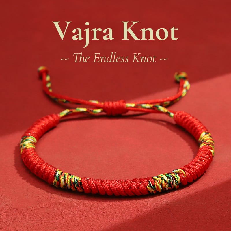 Tibetan Vajra Knot Bracelet – Handwoven Protection & Blessing Cord