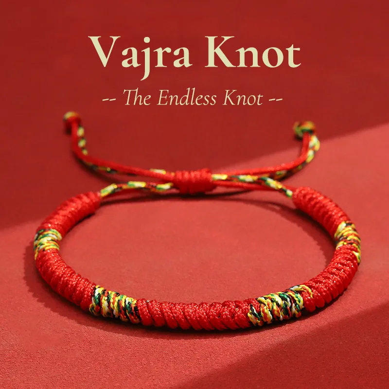 Tibetan Vajra Knot Bracelet – Handwoven Protection & Blessing Cord