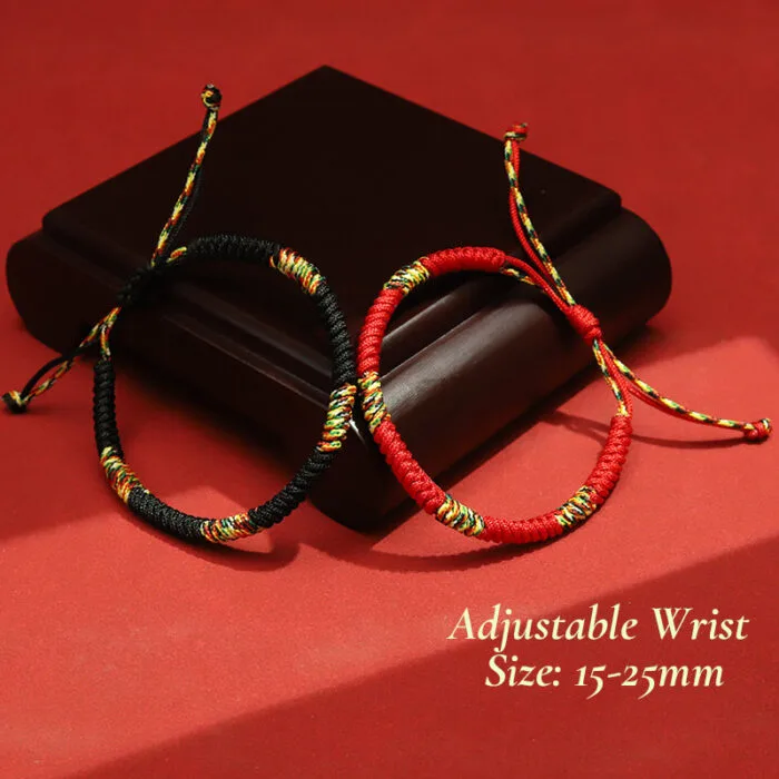 Tibetan Vajra Knot Bracelet – Handwoven Protection & Blessing Cord