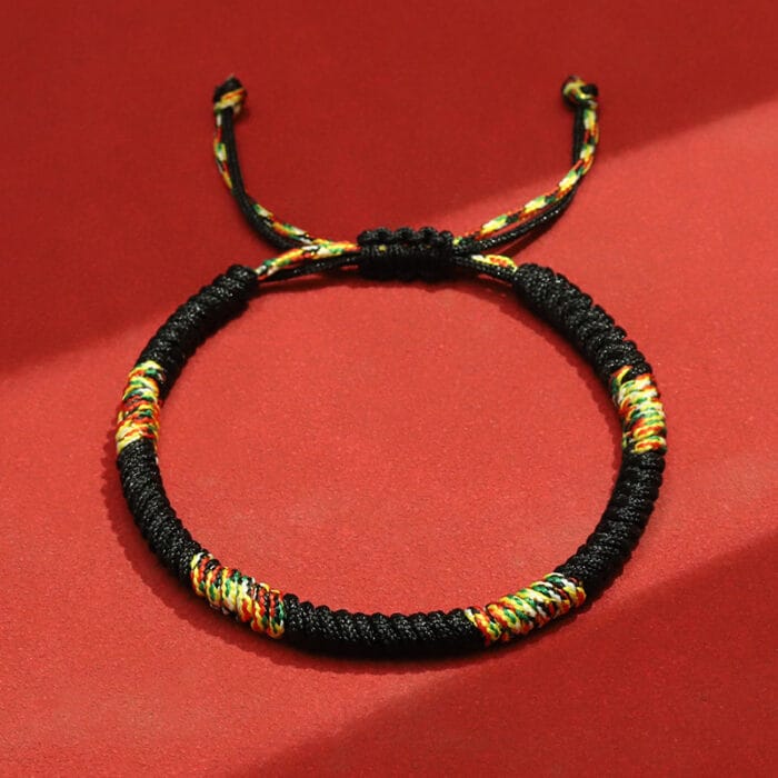 Tibetan Vajra Knot Bracelet – Handwoven Protection & Blessing Cord