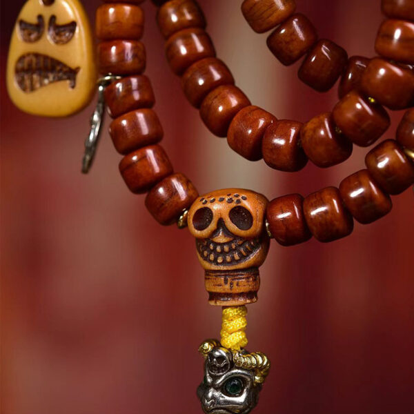 authentic tibetan 108 yak bone mala beads with hand carved charms – spiritual prayer necklace & bracelet