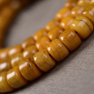 handcrafted tibetan yak bone prayer beads mala – 108 beads, golden patina old material