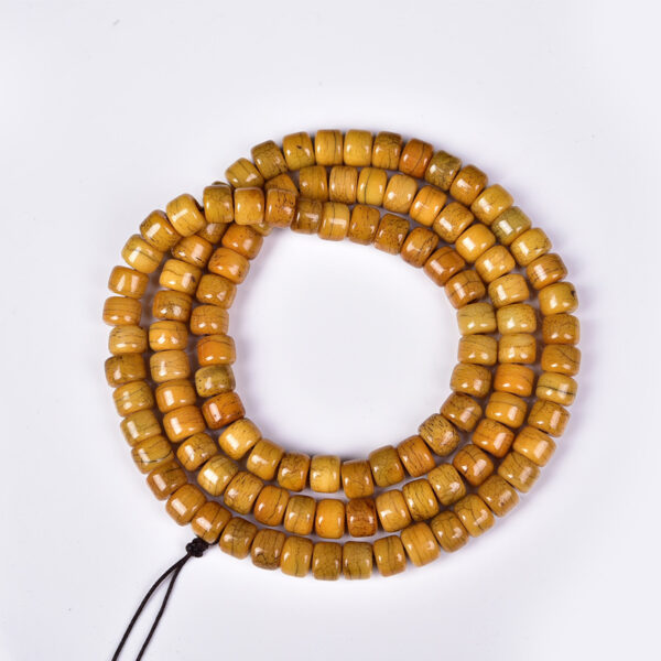 handcrafted tibetan yak bone prayer beads mala – 108 beads, golden patina old material