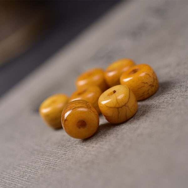 handcrafted tibetan yak bone prayer beads mala – 108 beads, golden patina old material