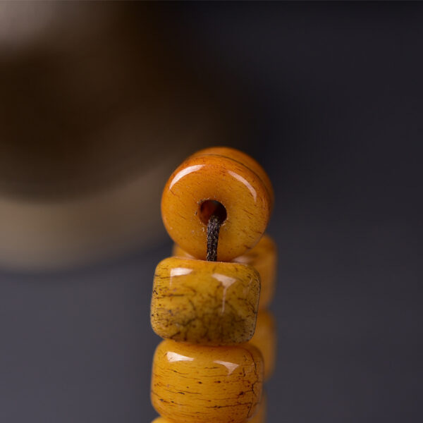 handcrafted tibetan yak bone prayer beads mala – 108 beads, golden patina old material