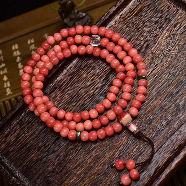 sohvara authentic 108 beads camel bone prayer mala – full blood pattern with half blood bone guru bead