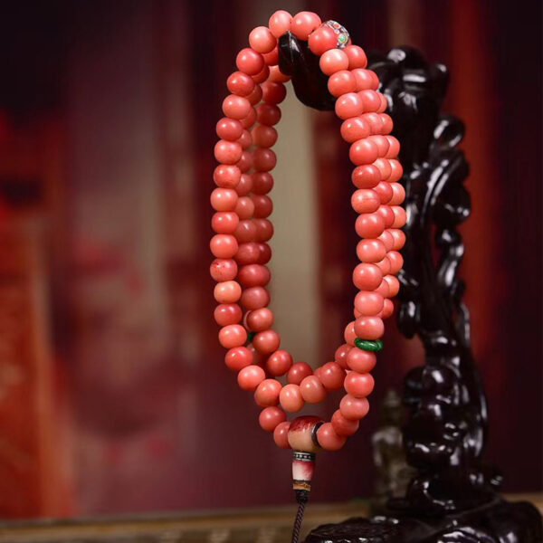 sohvara authentic 108 beads camel bone prayer mala – full blood pattern with half blood bone guru bead
