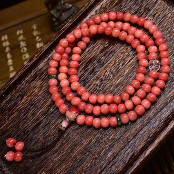 sohvara authentic 108 beads camel bone prayer mala – full blood pattern with half blood bone guru bead