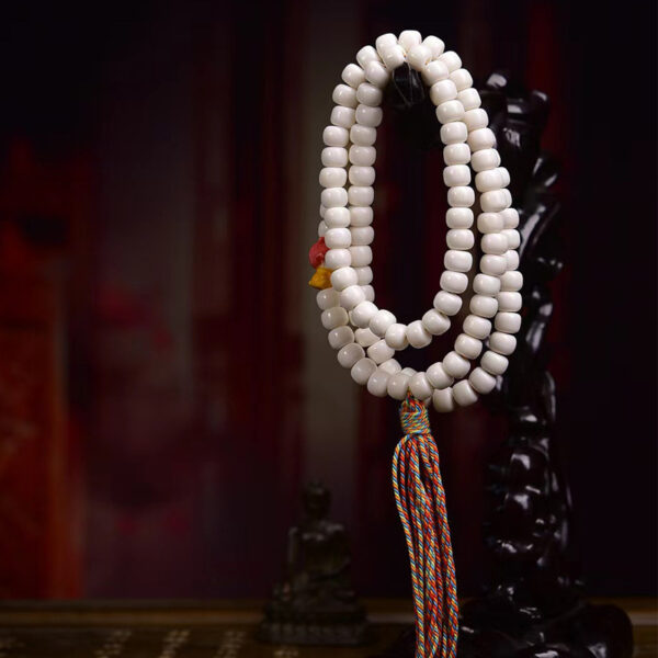 sohvara authentic tibetan 108 yak bone prayer beads mala with deer antler accent