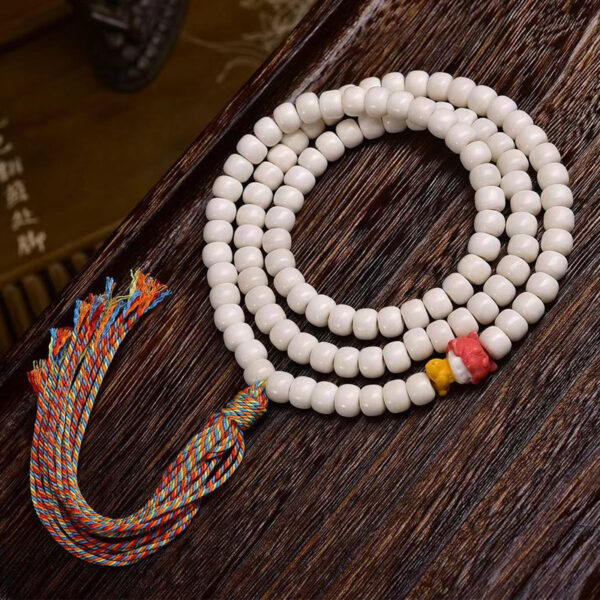 sohvara authentic tibetan 108 yak bone prayer beads mala with deer antler accent