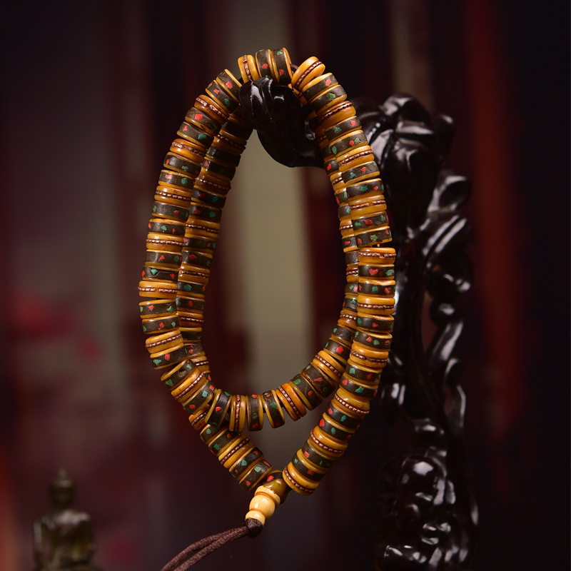 sohvara authentic tibetan yak bone 108 beads mala with inlaid multicolor accents – handcrafted diy bead strand sohvara authentic tibetan yak bone 108 beads mala with inlaid multicolor accents – handcrafted diy bead strand
