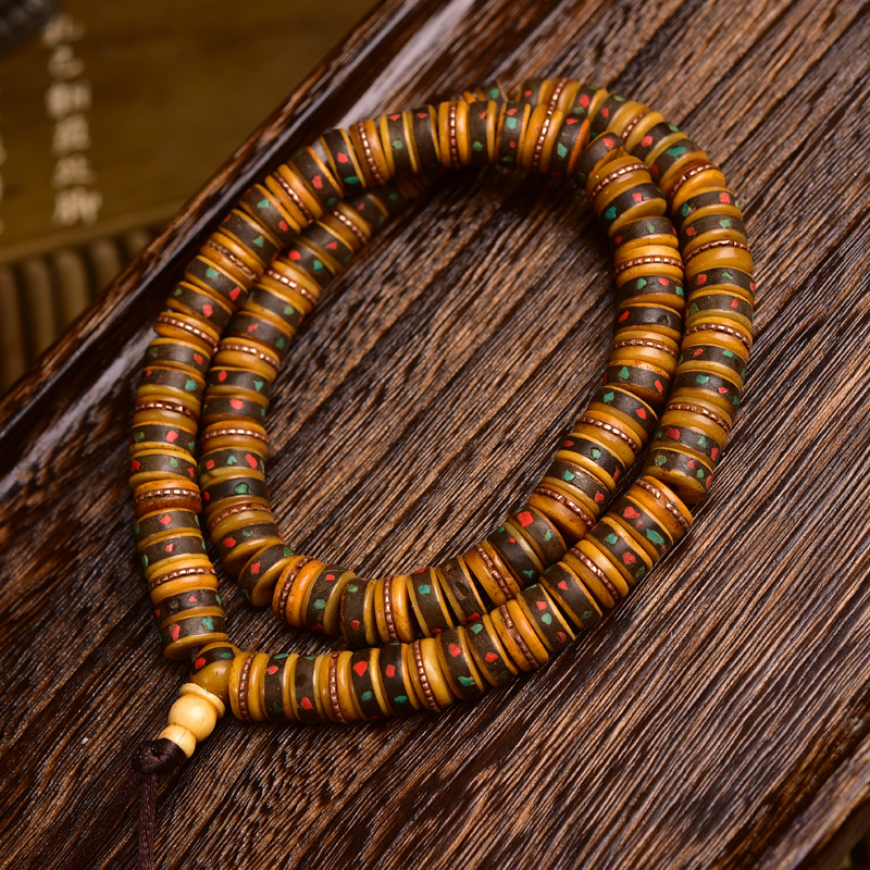 sohvara authentic tibetan yak bone 108 beads mala with inlaid multicolor accents – handcrafted diy bead strand sohvara authentic tibetan yak bone 108 beads mala with inlaid multicolor accents – handcrafted diy bead strand