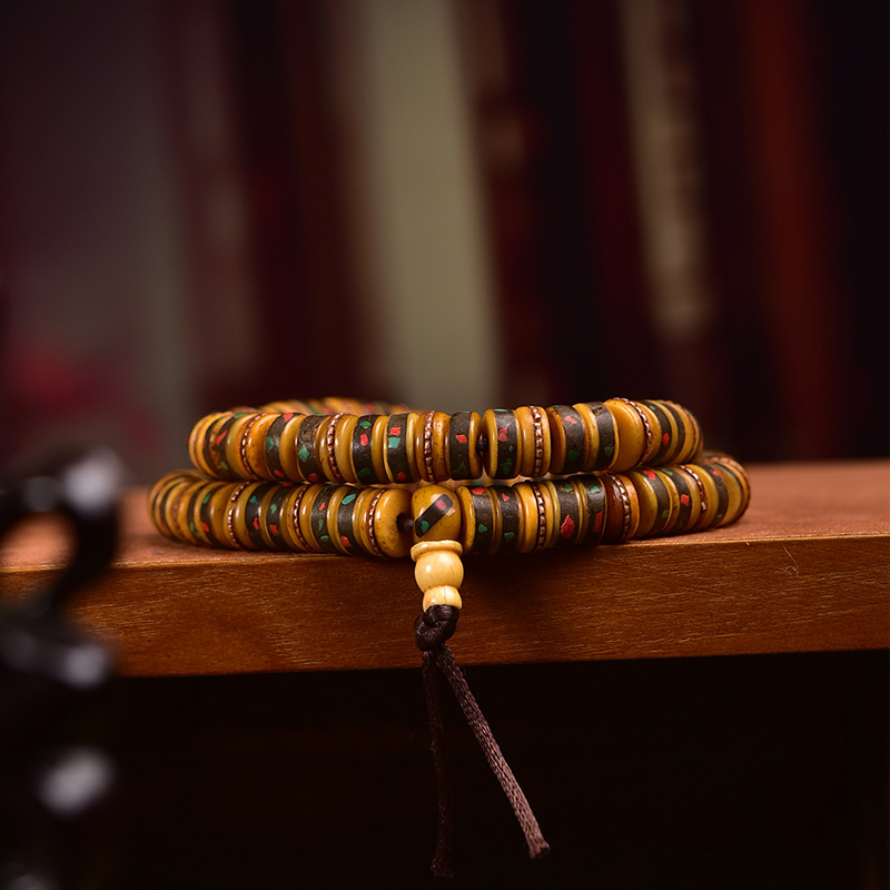 sohvara authentic tibetan yak bone 108 beads mala with inlaid multicolor accents – handcrafted diy bead strand sohvara authentic tibetan yak bone 108 beads mala with inlaid multicolor accents – handcrafted diy bead strand