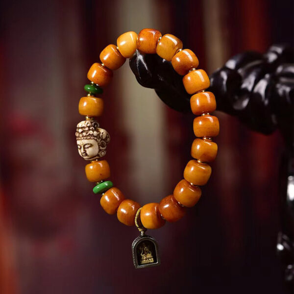 sohvara authentic tibetan yak bone buddhist bracelet with guanyin pendant