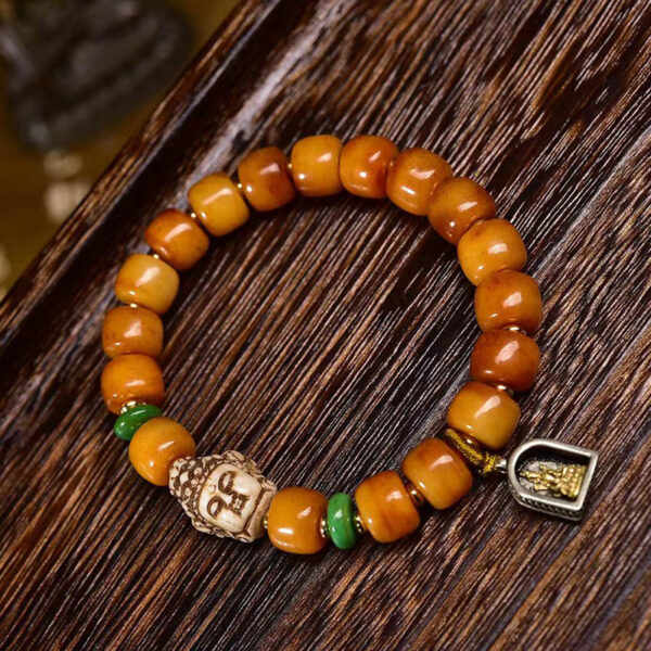 sohvara authentic tibetan yak bone buddhist bracelet with guanyin pendant