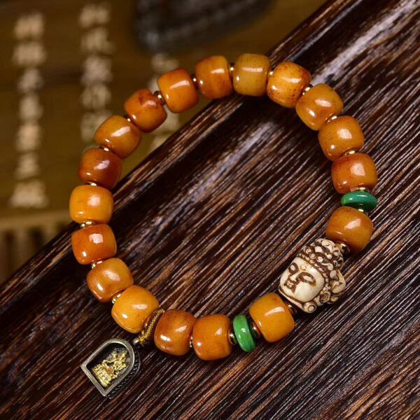 sohvara authentic tibetan yak bone buddhist bracelet with guanyin pendant
