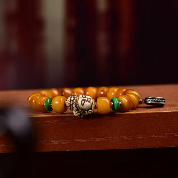 sohvara authentic tibetan yak bone buddhist bracelet with guanyin pendant