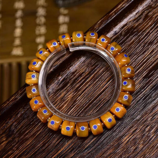 sohvara authentic tibetan yak bone buddist bracelet with lapis lazuli inlaid barrel beads