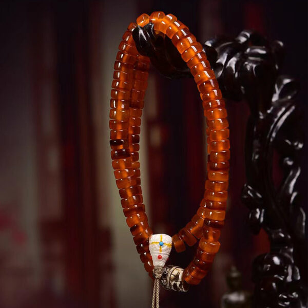 sohvara natural blood agate "golden armor tortoise" 108 beads tibetan mala necklace & bracelet
