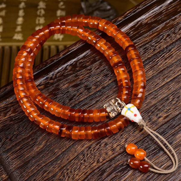 sohvara natural blood agate "golden armor tortoise" 108 beads tibetan mala necklace & bracelet
