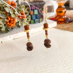 Sohvara Original Minimalist Real Coffee Bean Drop Earrings