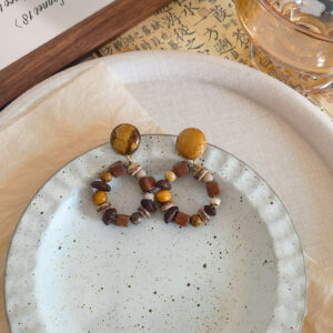 Sohvara Original Mustard Yellow Retro Earth Tone Statement Hoops