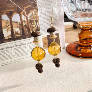 Sohvara Original Striking Vintage Amber Coffee Bean Statement Dangles