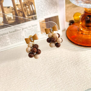 Sohvara Original Sweet Chocolate Latte Cluster Bow Stud Earrings
